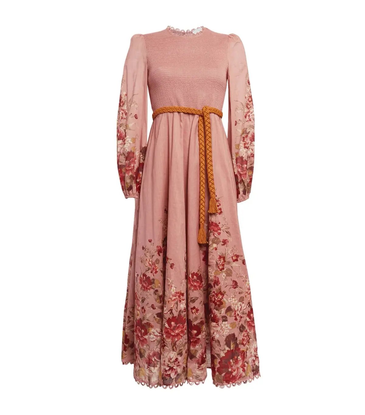 Zimmermann Cassia Shirred Midi Dress Musk Floral Size 3 / AU 14 photo 3