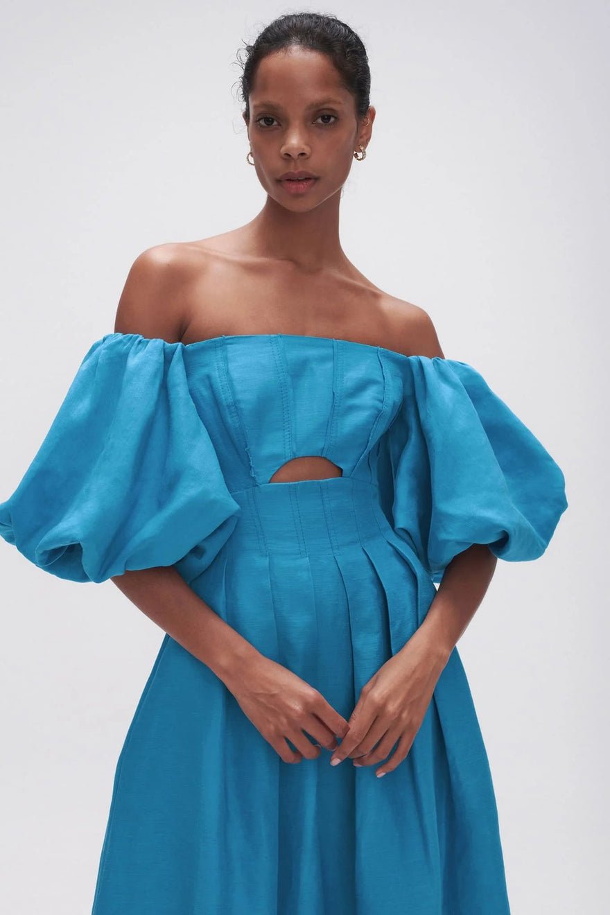Aje Eugenie Off Shoulder Midi Dress Blue photo 4