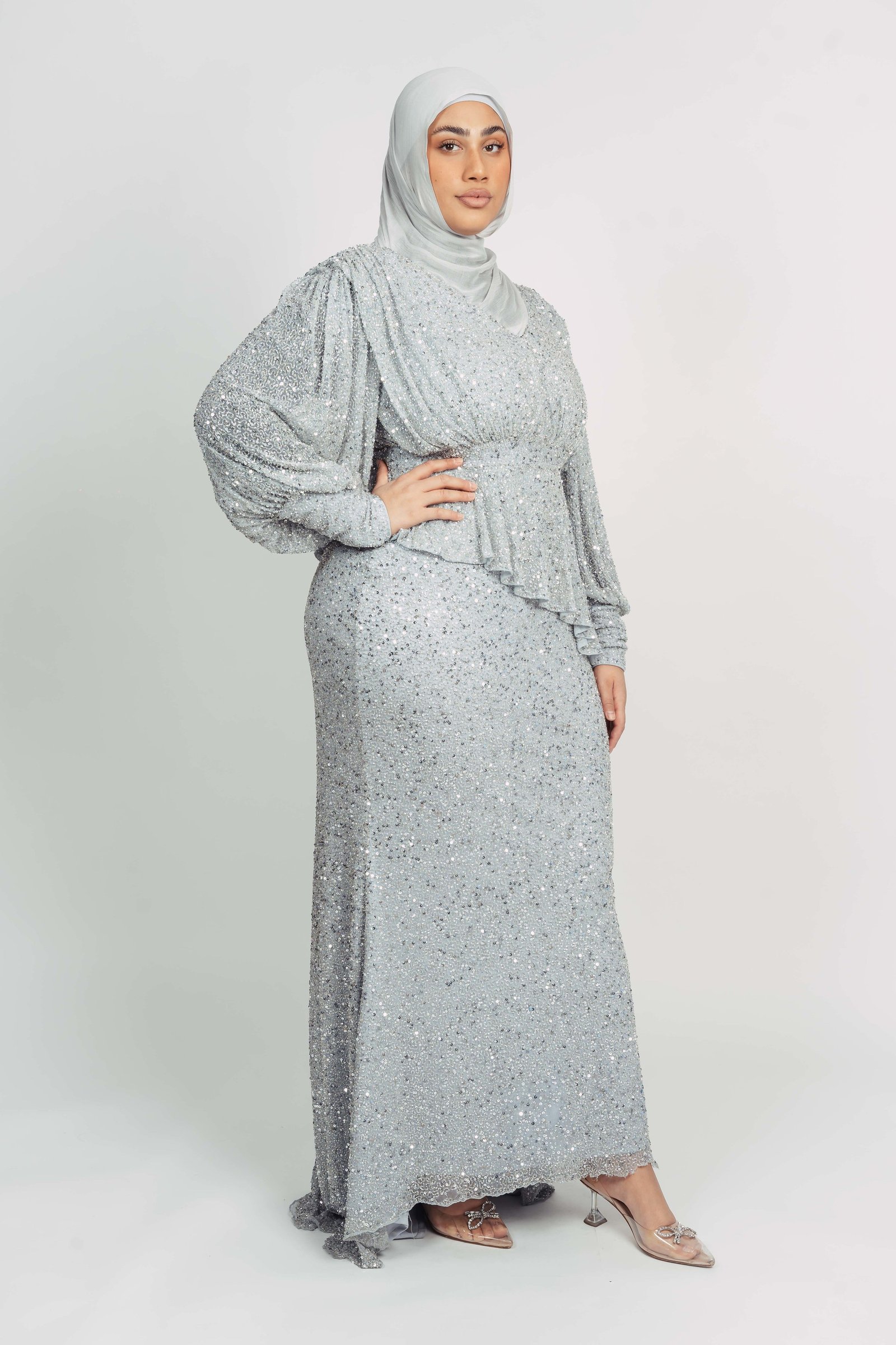 MALIKA V NECK BY MY SECRET WARDROBE SILVER photo 3