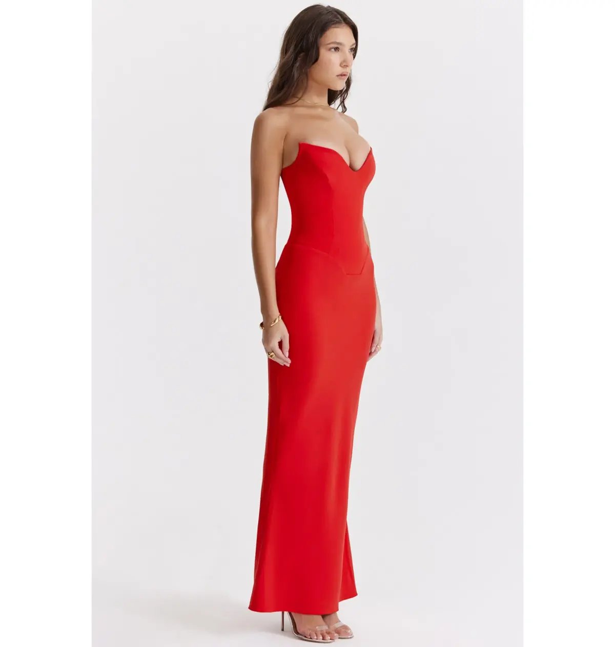 House of CB Tamara Strapless Maxi Dress Cherry Red Size M / AU 10 photo 5