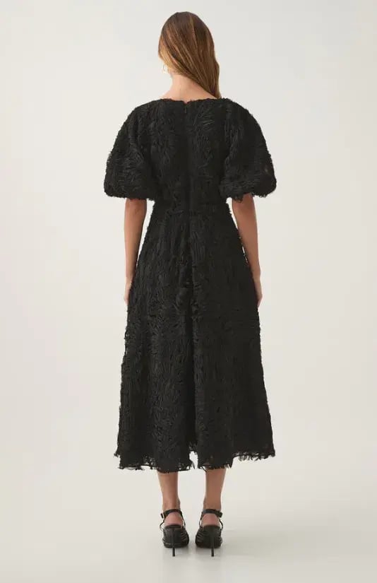 Aje Florential Textured Midi Dress Black Size 12 photo 3
