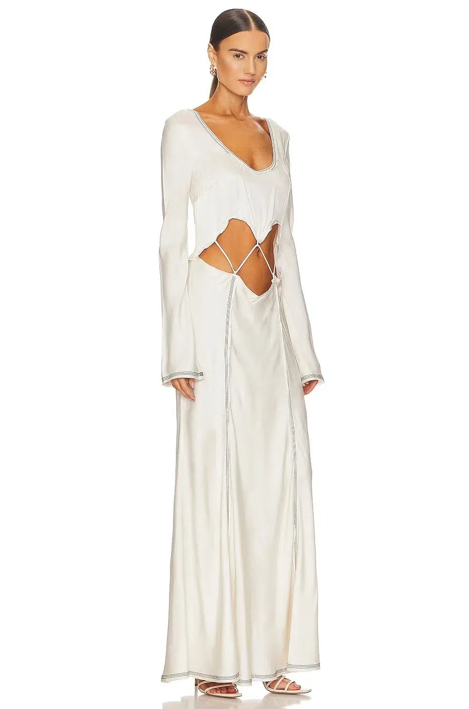 Bec & Bridge Naomi Long Sleeve Cut Out Dress in Ecru Size 8 photo 2