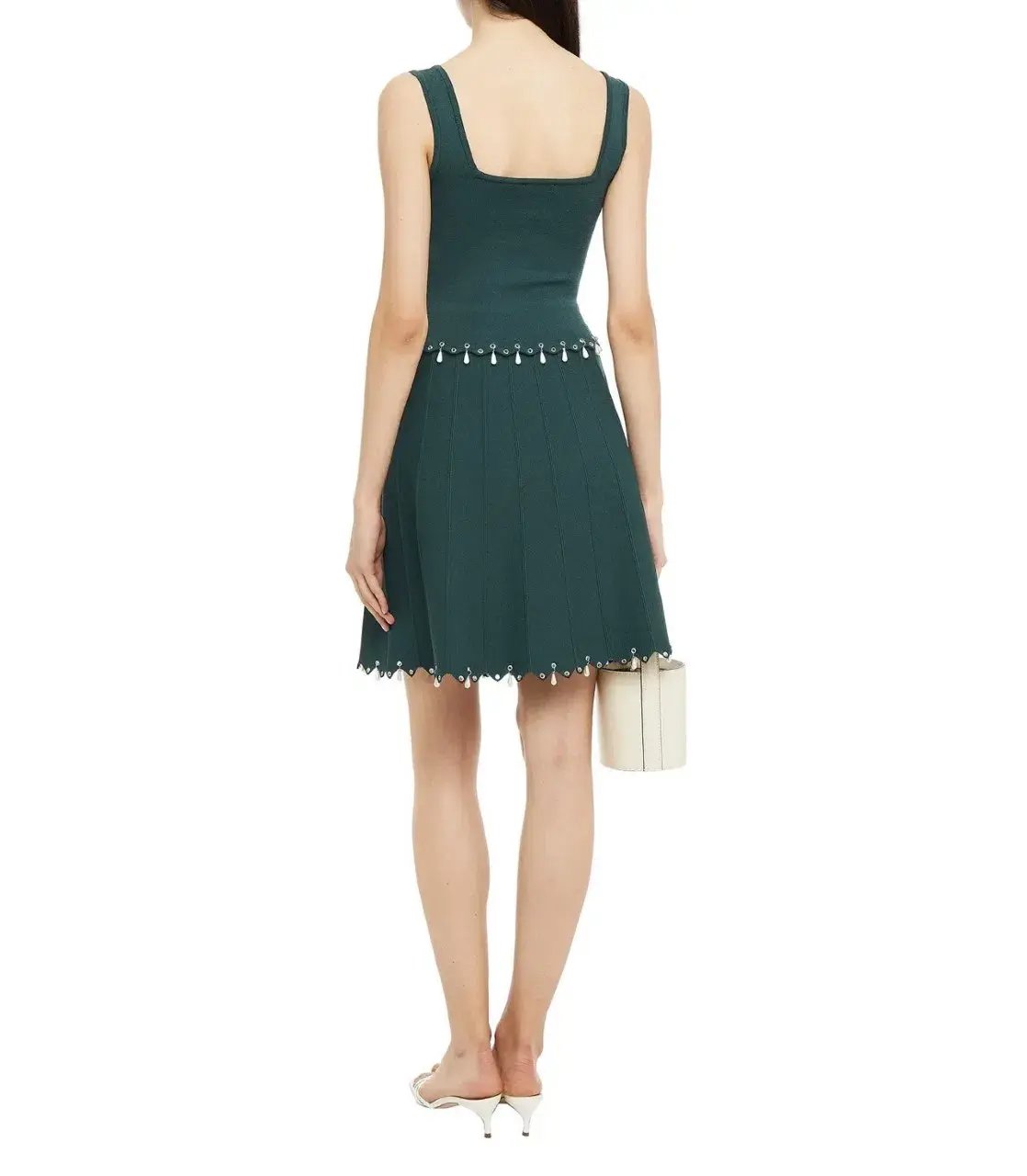 Sandro Amyla Embellished Stretch-knit Mini Skirt And Top Set Green Size 10 photo 2