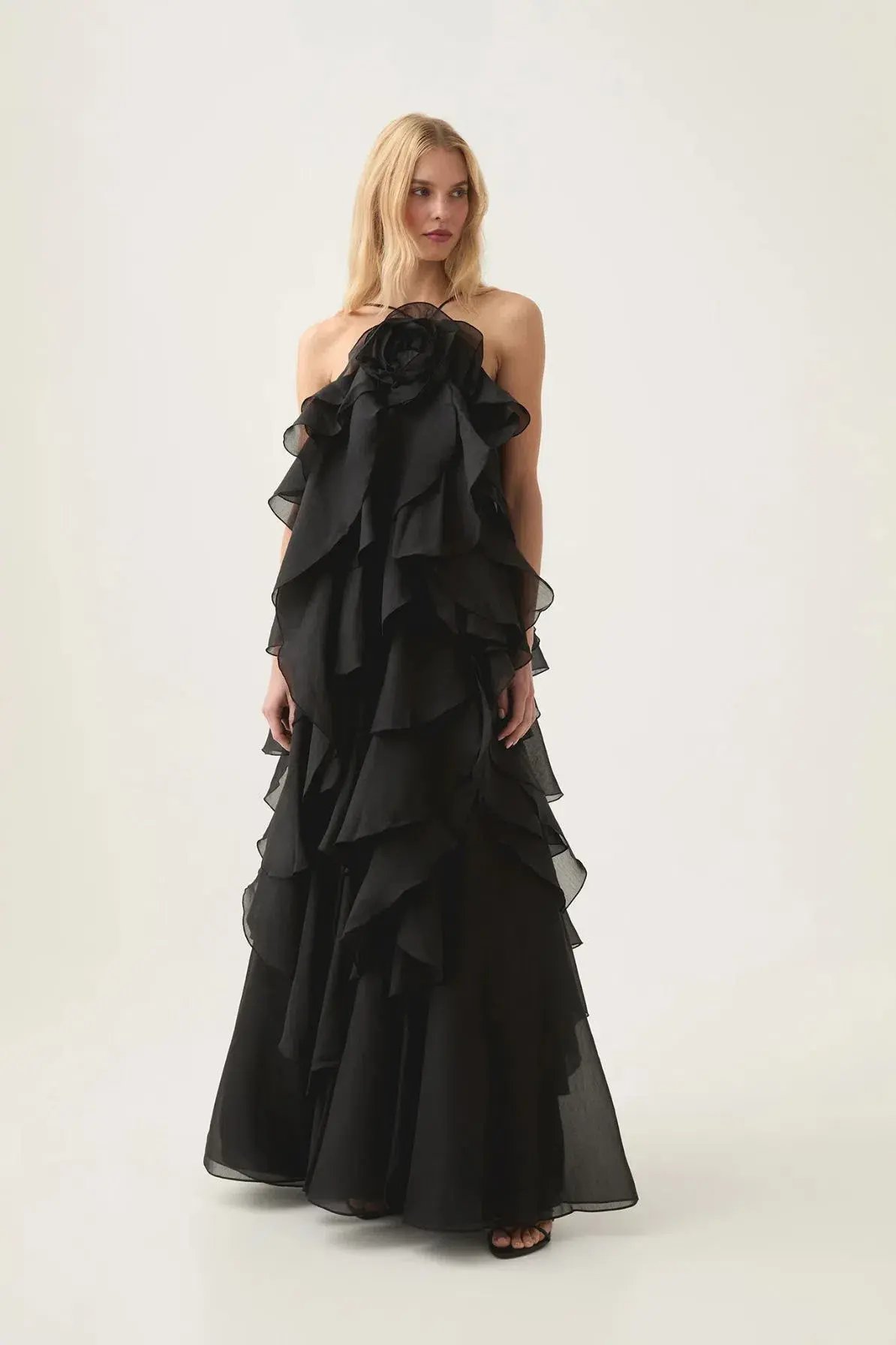 Aje Pandorea Layered Maxi Dress in Black Size 14 photo 2