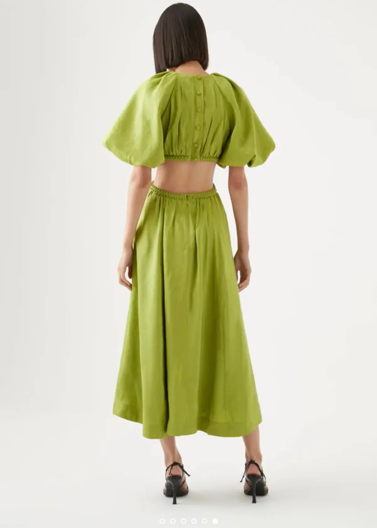 Aje Capucine Puff Sleeve Midi Dress Green Size 10 photo 3