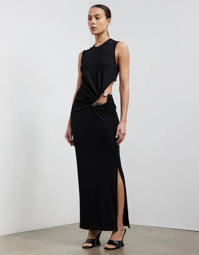 Christopher Esber Folia Float Buckle Tank Dress Midi Black Size 8 photo 2
