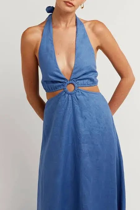 Dissh Layne Cobalt Halter Midi Dress Blue Size 10 photo 2