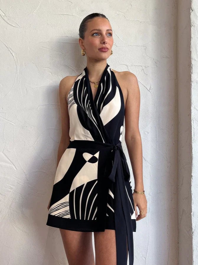 Sir The Label Realisme Wrap Halter Mini Dress photo 2