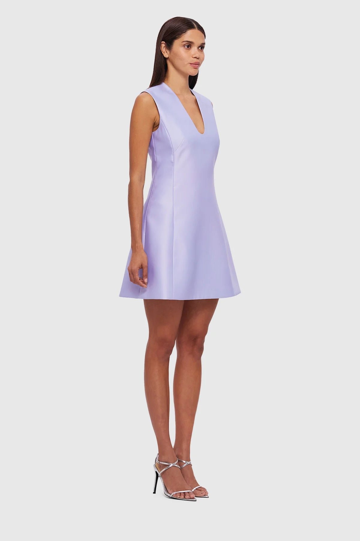 LEO LIN BRIANA V NECK MINI DRESS - LILAC photo 3