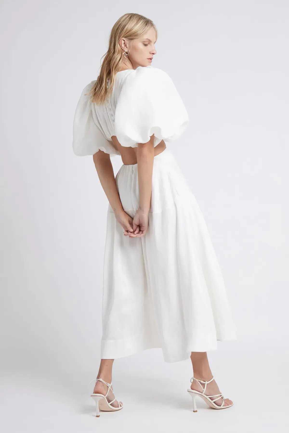 AJE Vanades Cut Out Ring Midi Dress Ivory Size 6 photo 2
