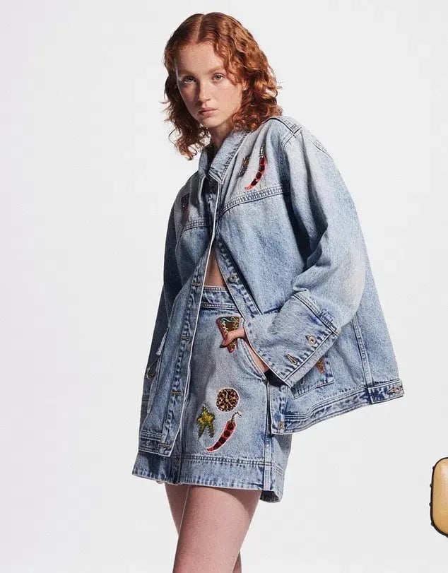 Alemais Jackpot Denim Jacket Size AU 8 and Mini Skirt Size AU 10 Blue photo 5