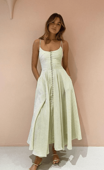 By Johnny Pistachio Stripe Sun Dress Print Size 14 photo 5