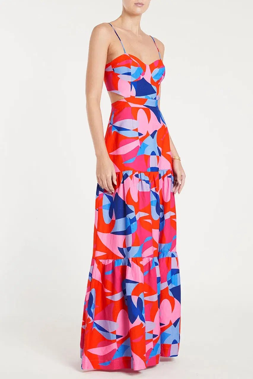 Rebecca Vallance Iggy Cut Out Maxi Dress Print Size 8 photo 4