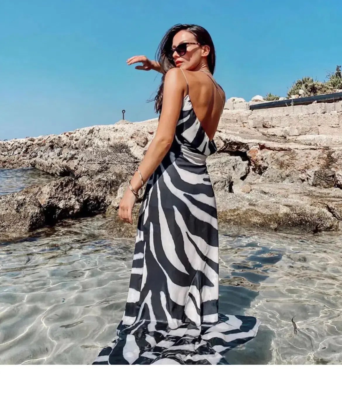 Derma Department Arielle Maxi Dress Zebra Print Size 10 photo 5