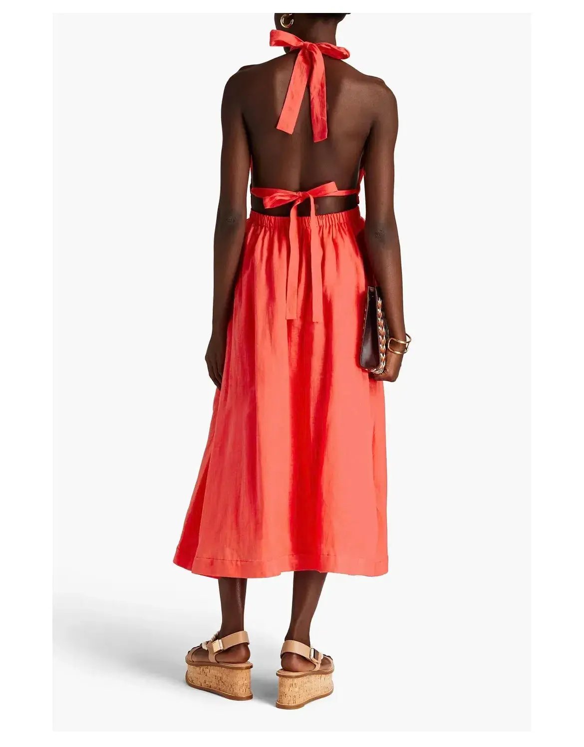 Zimmermann Shelley Halter Neck Midi Dress Orange Size 1 / Au 10 photo 2