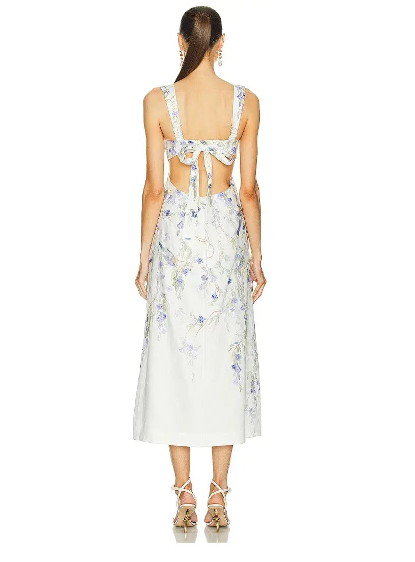 Zimmermann Natura Midi Dress in Blue Birds Size 0P / AU 6 photo 3