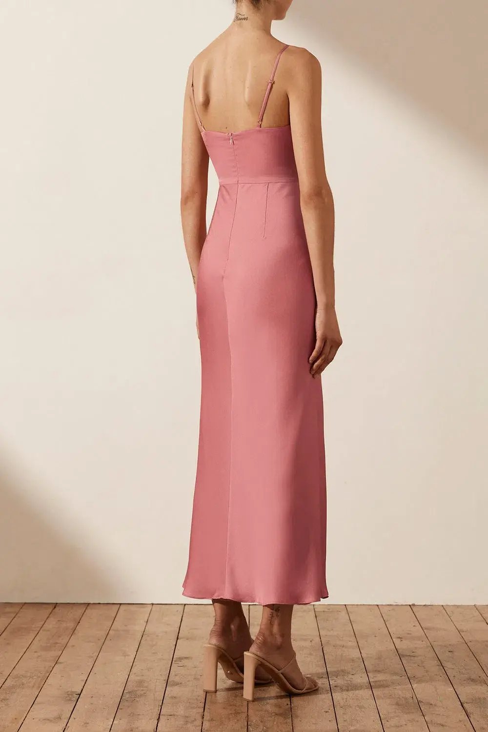 Shona Joy Luxe Twist Front Sleeveless Midi Dress Pink Size 10 photo 4