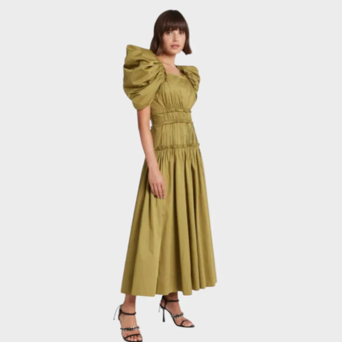 AJE  Frequency Butterfly Sleeve Dress Olive Green Size AU 8 photo 2