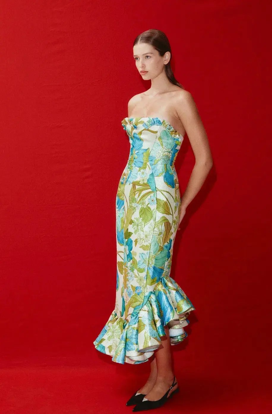 Alemais Janis Strapless Midi Dress Floral Print Size 10 photo 2