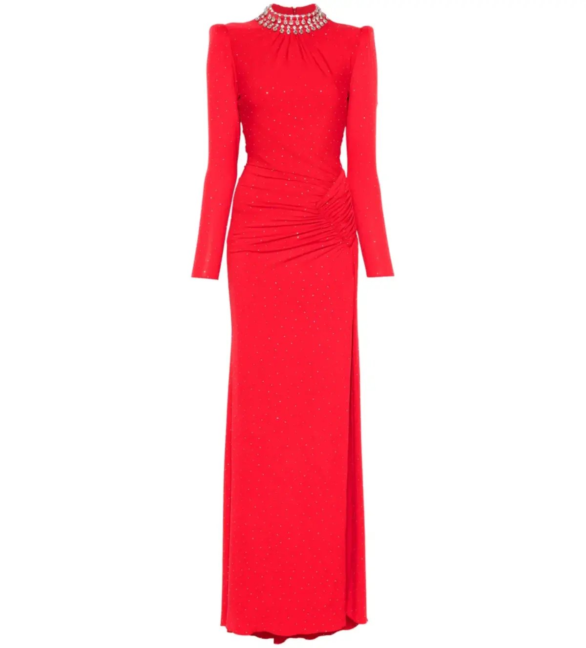 Nissa Crystal Embellished Maxi Dress in Red Size AU 10 photo 5