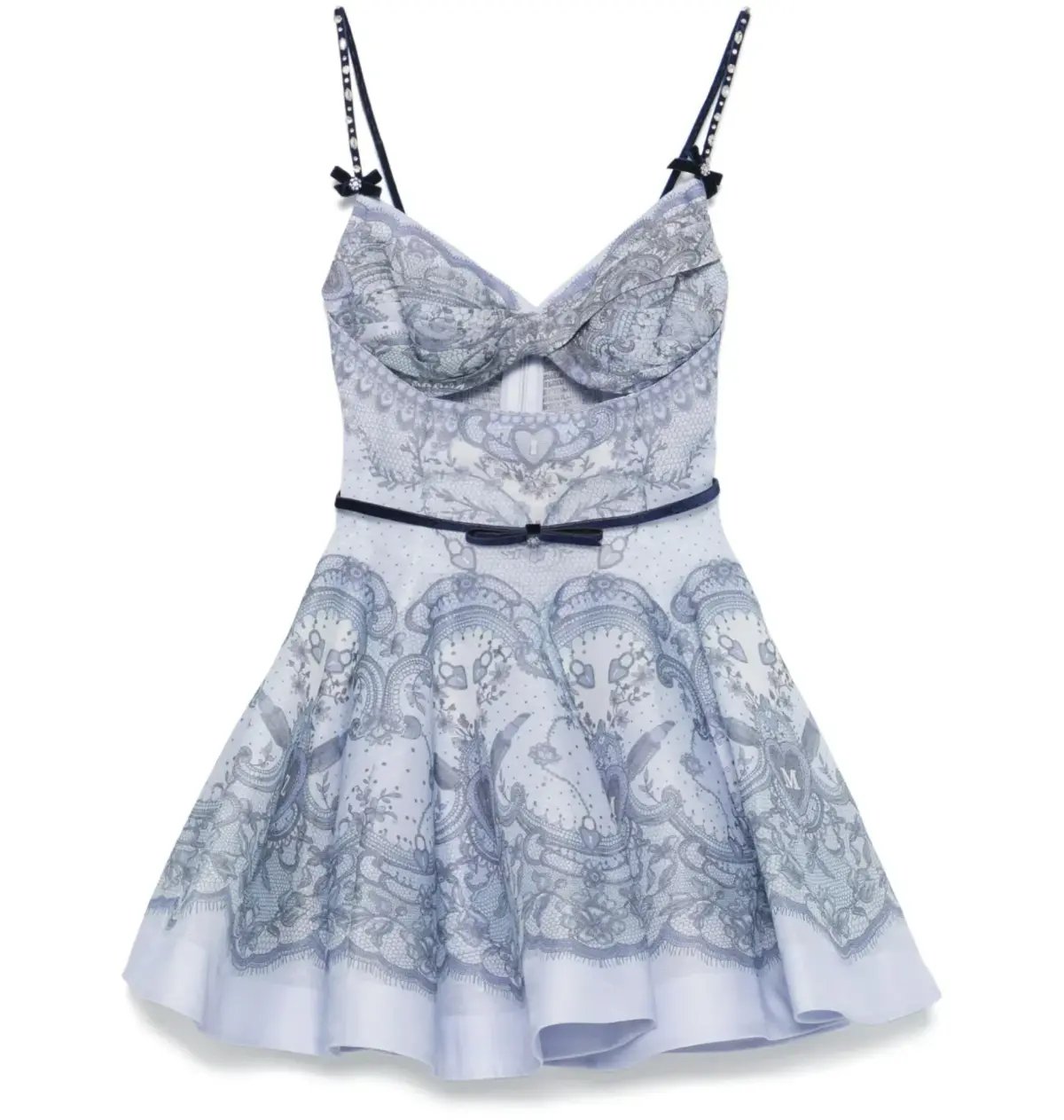 Zimmermann Crush Twist Front Dress in Blue Lace Print Size 0P / AU 6 photo 4
