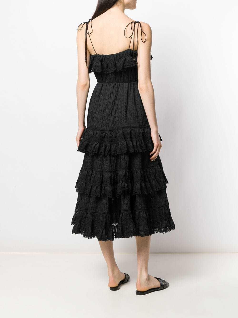 Zimmermann Juniper Black Ruffle Tie Midi Dress Black Size 6 photo 2