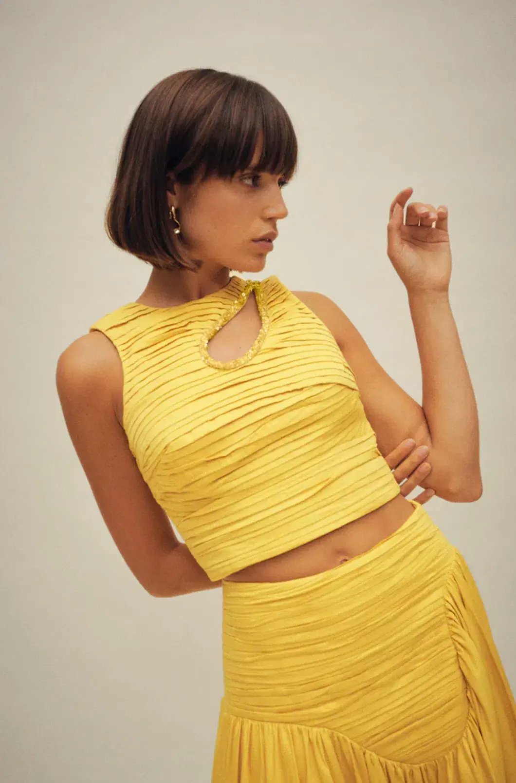 Aje The Jolie Asymmetric Cut Out Set Size 8 Sun Shower Yellow Size 8 photo 4