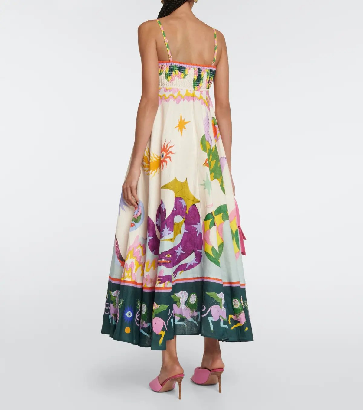 Alémais Seeker Printed Linen Midi Dess Multi Size 8 photo 2