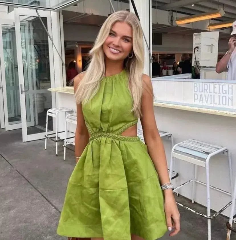 Aje Voyage Braided Cut Out Mini Dress Verdant Green Size 8 photo 5