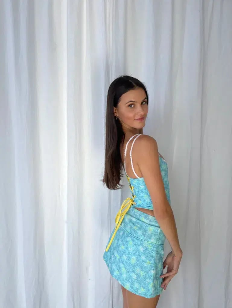 Eisha Collective Milah Mini Skirt Blue Floral Size 0 / AU 6 photo 9