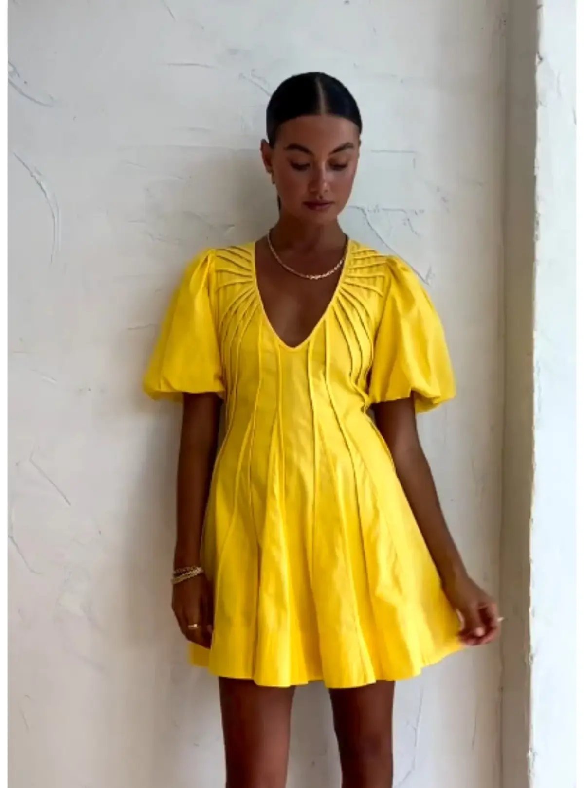 By Nicola Pineapple Mini Dress in Yellow Size AU 8 photo 3
