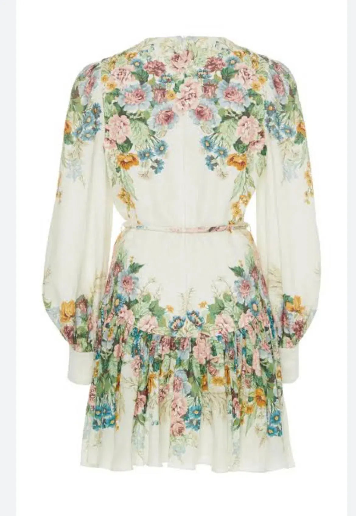 Zimmermann Wavelength Bell Sleeve Mini Dress Floral Size 0/Au 8 photo 4