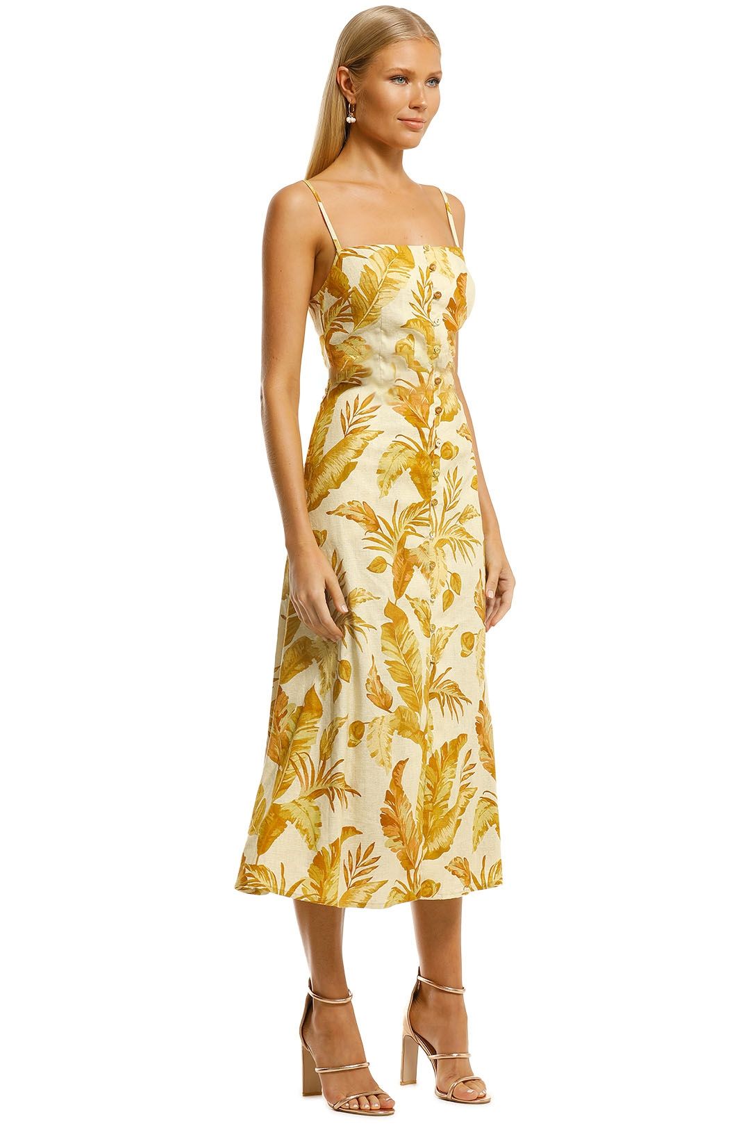 Hazy Belt Midi Dress - Golden photo 2