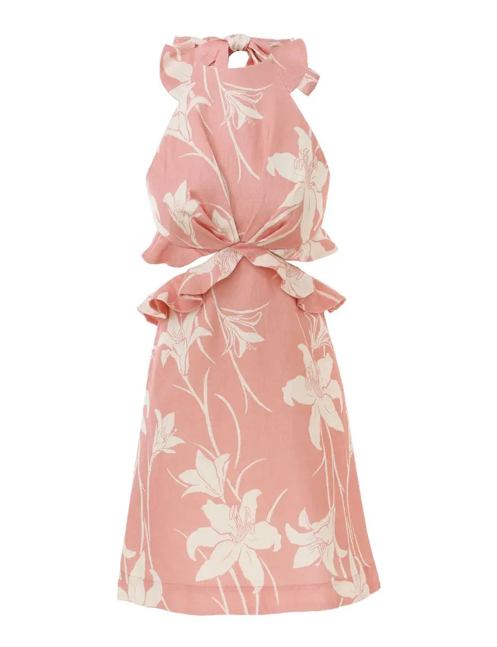 Zimmermann Acadian Tie Back Mini Dress Pink Ivory Floral Size 2 / AU 12 photo 4