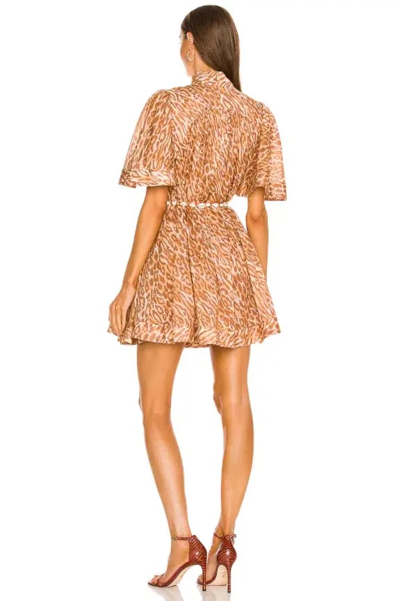 Zimmermann Tropicana Flutter Sleeve Mini Dress Leopard Print Size 6 photo 3