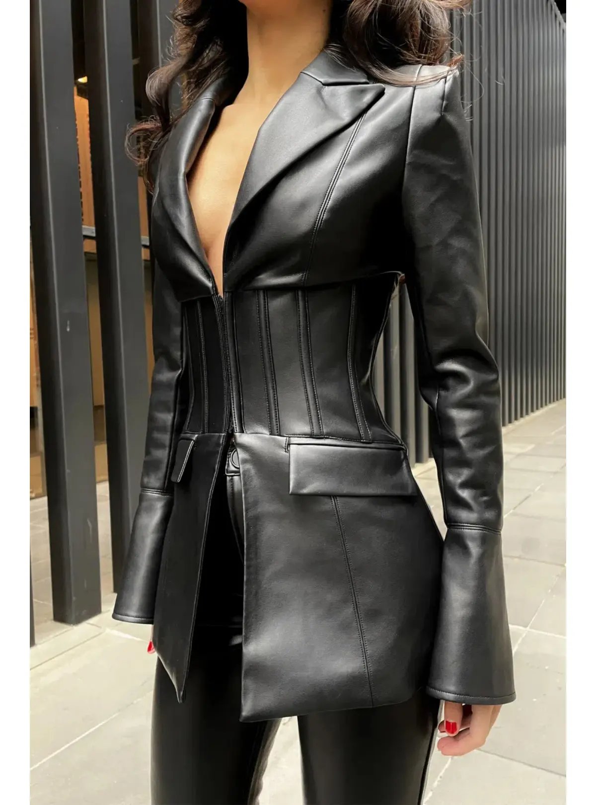 Eliya The Label Kirstin Vegan Leather Blazer Black Size XS / AU 6 photo 3