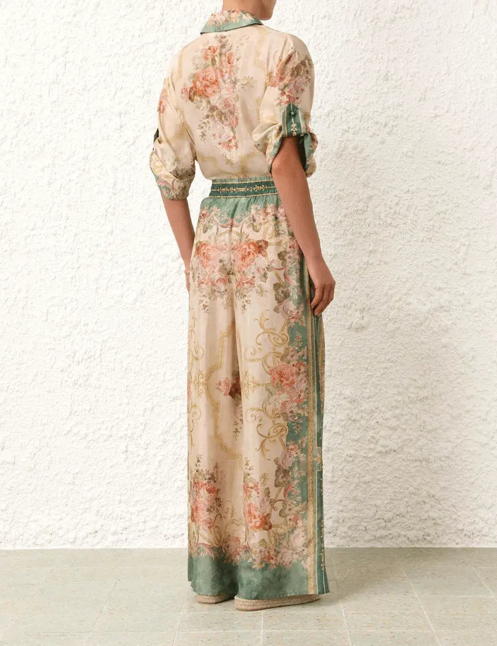 Zimmermann August Khaki Floral Set - Short Sleeve Shirt Size 0 & Pant Size 1 photo 5