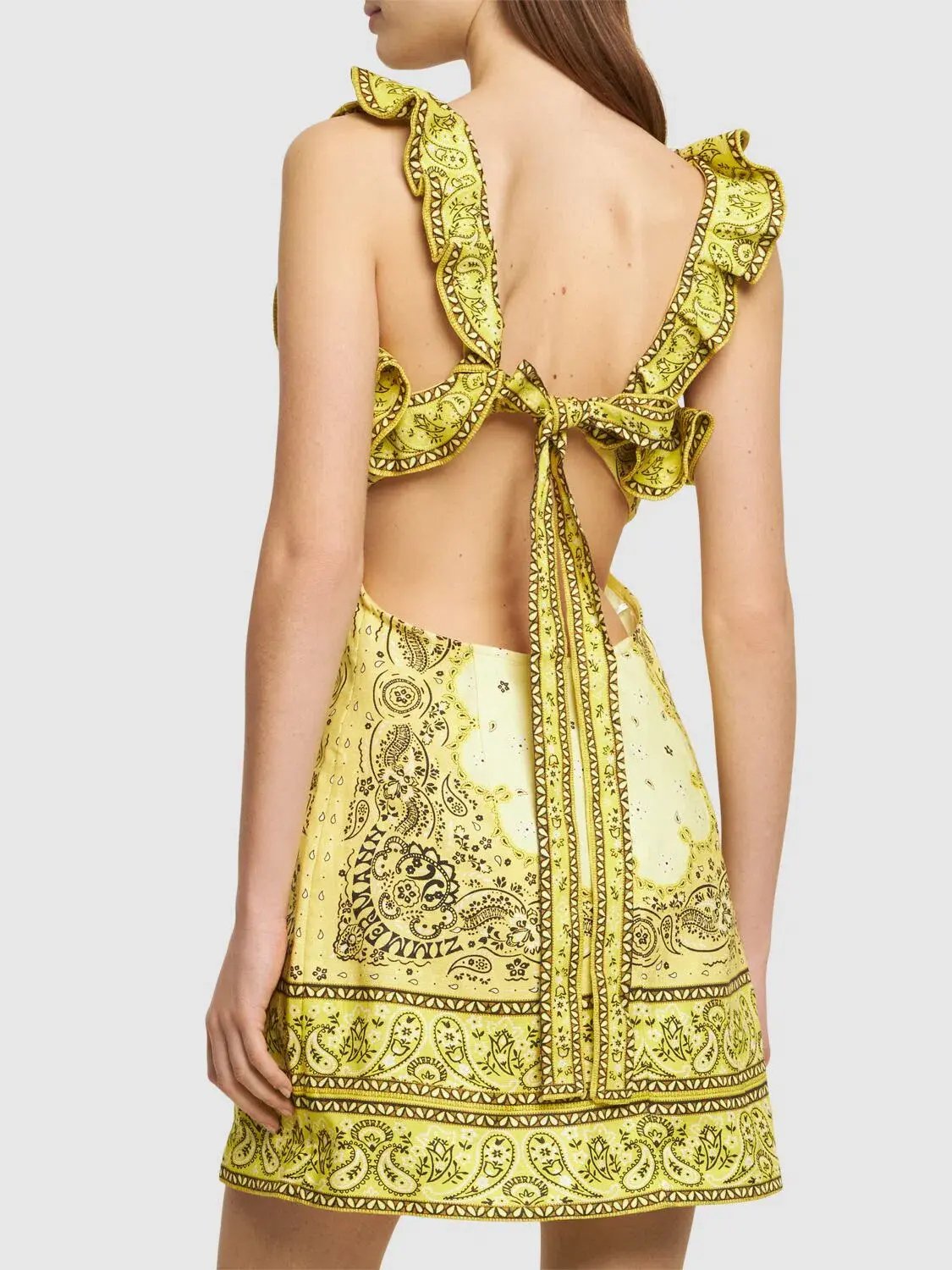 Zimmermann Matchmaker Frilled Mini Dress Yellow Bandana Size 1 / AU 10 photo 2