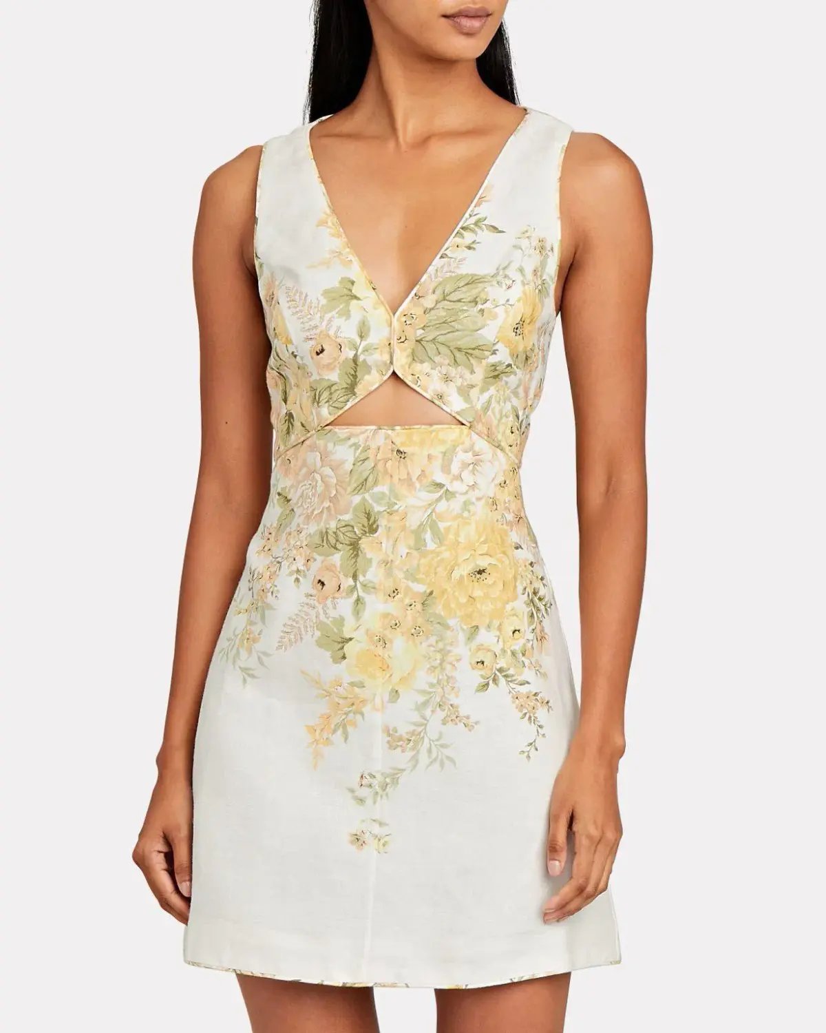 Zimmermann Amelie Cut Out Short Dress Floral Size 0P / Au 6P photo 2