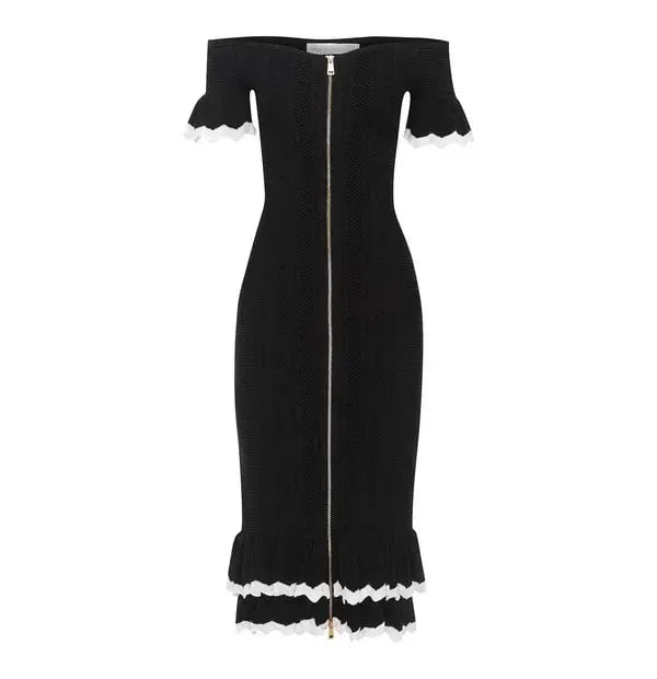Alice McCall Black and White Ribbed midi Dress Black Size AU 6 photo 4