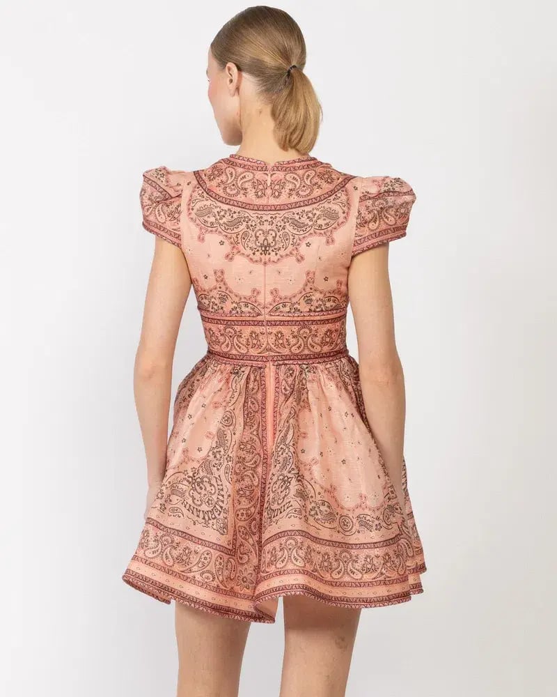 Zimmermann Matchmaker Structured Mini Dress Pink Bandana Size 3 / AU 14 photo 4