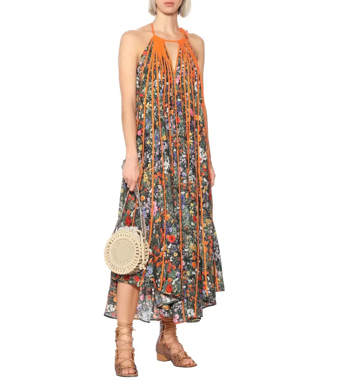 Stella McCartney Klara Floral Pleated Silk Maxi Dress Multi Size 8 photo 2