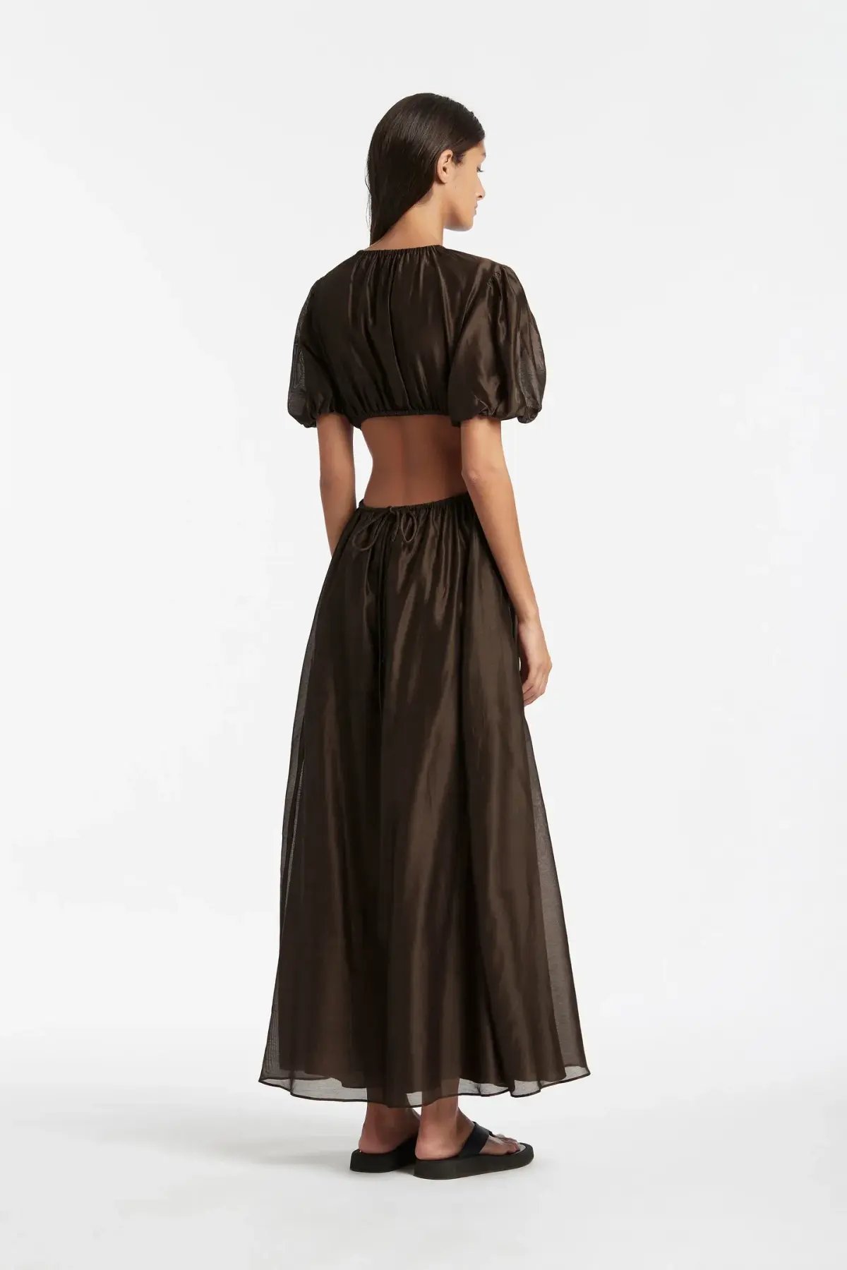Sir the Label Anje Puff Sleeve Gown Brown Size 6 photo 2