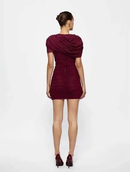 Effie Kats Phoneix Mini Dress Burgundy Size AU 8 photo 4