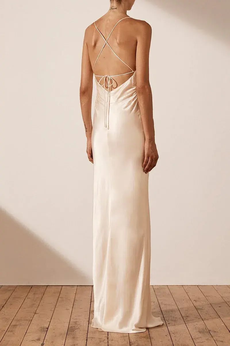 Shona Joy La Lune Lace Back Maxi Dress Cream Size 6 photo 3