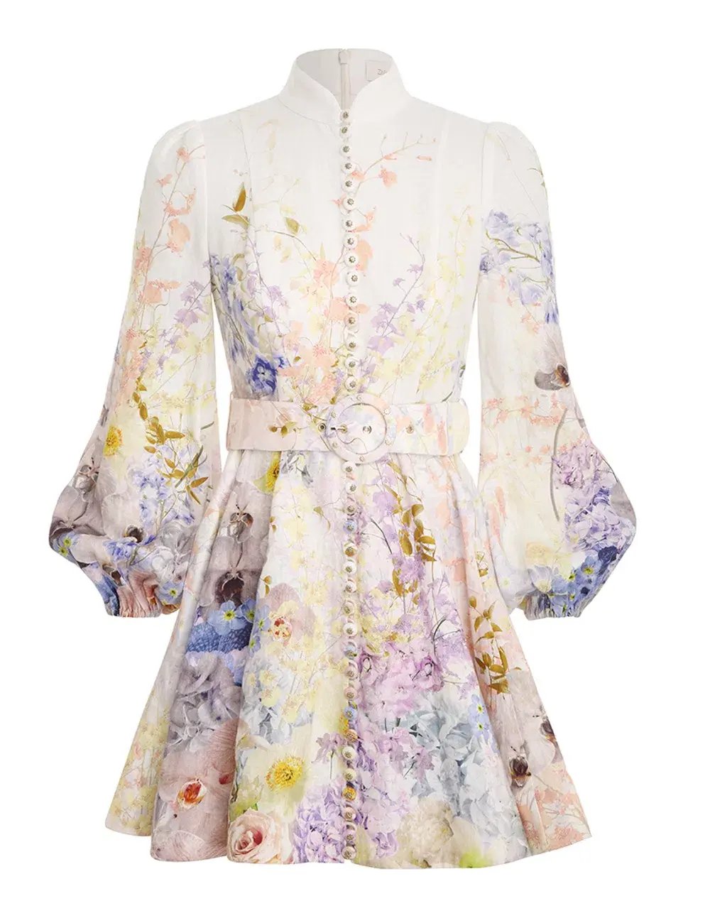 Zimmermann Rhythmic Buttoned Mini Dress Citrus Garden Print Size 2 / AU 12 photo 3