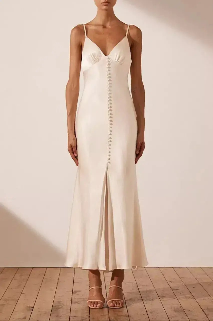 Shona Joy La Lune Bias Slip Dress Cream Size 6 photo 2