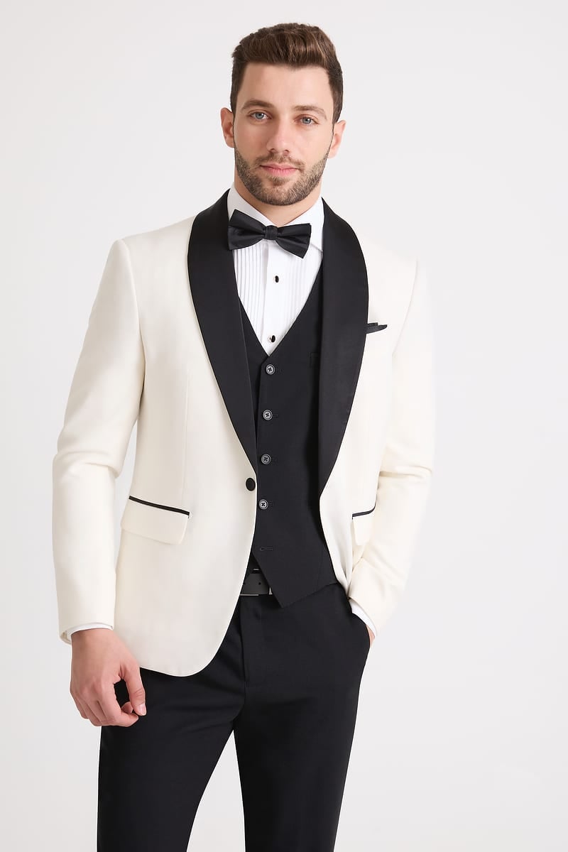 White Tuxedo with Black Lapels Standard Package photo 2