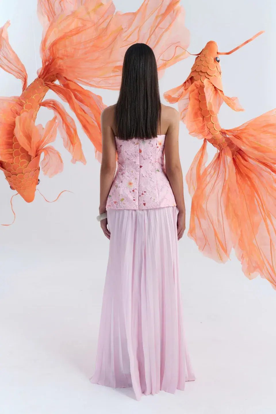 Justin Tong Cascade Pleated Gown Size 6 photo 2