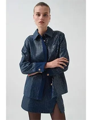 Aje Studio REFLECT DENIM MINI SKIRT Navy Size 8 photo 2